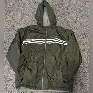 Adidas Kids Olive Coat with White Stripes
